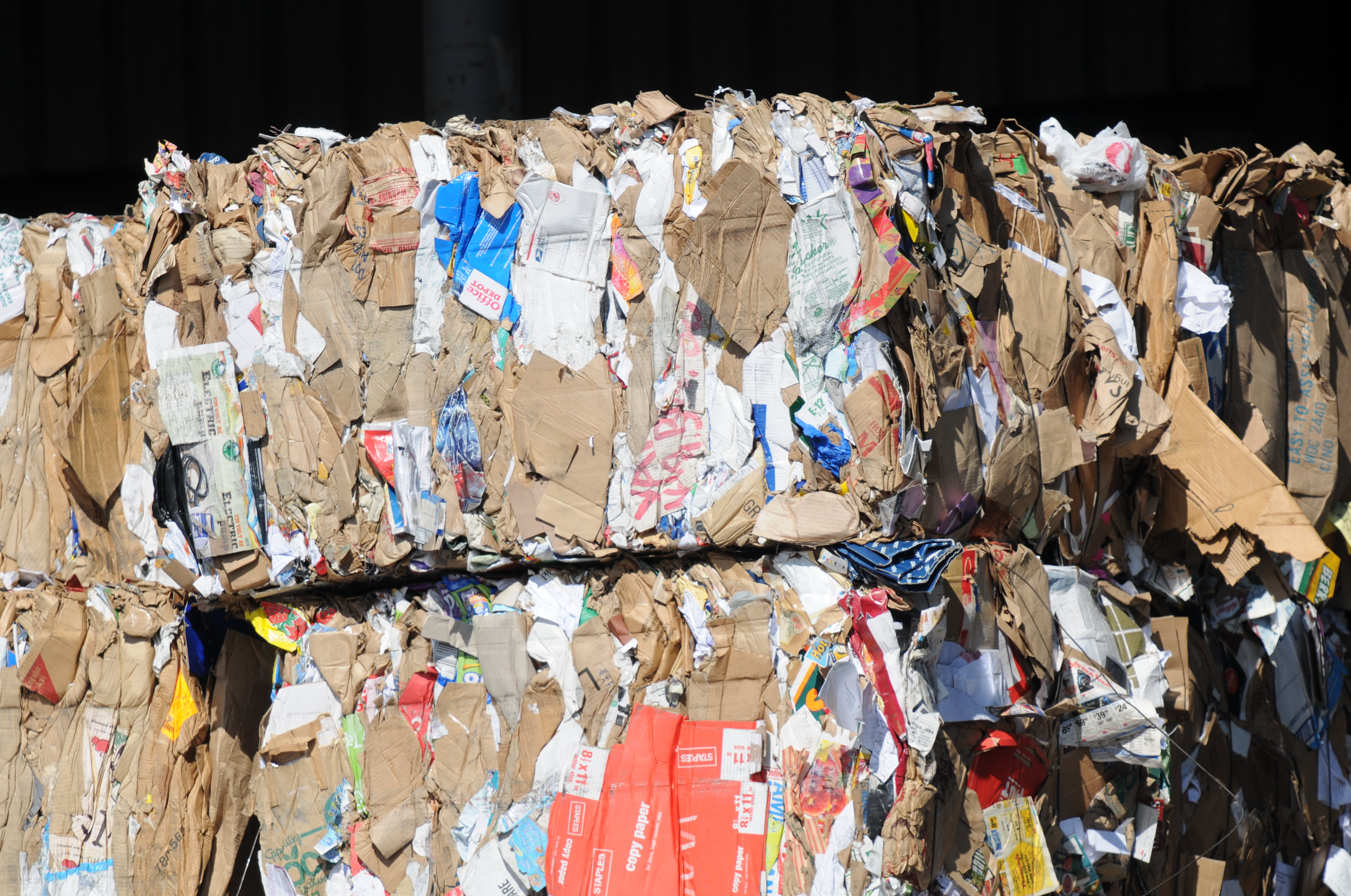 Cube of compressed paper at Berkeley recycling center credit Chiara Coetzee