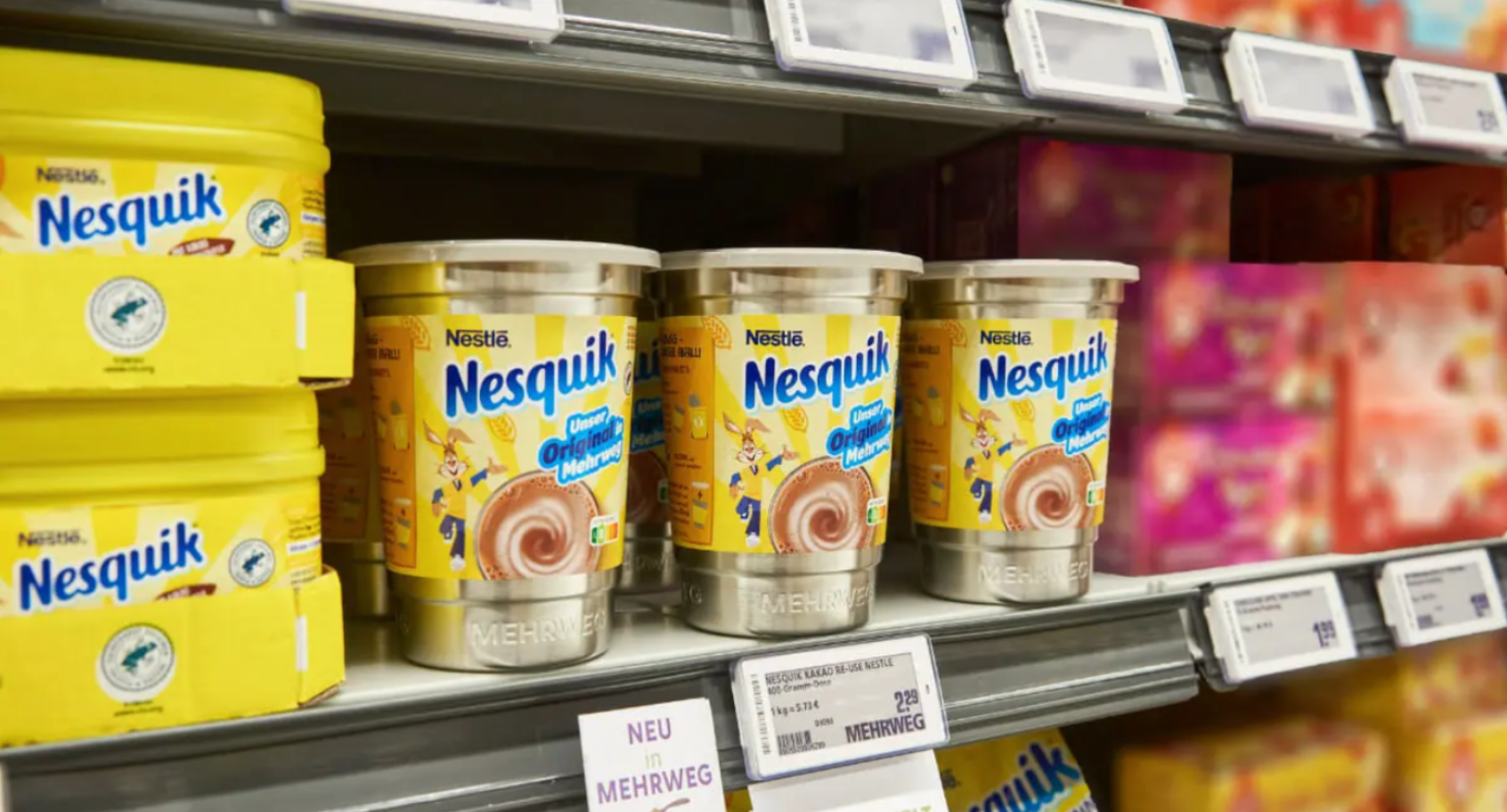 Nestlé trials reusable steel containers for Nesquick in Germany credit Nestlé Germany