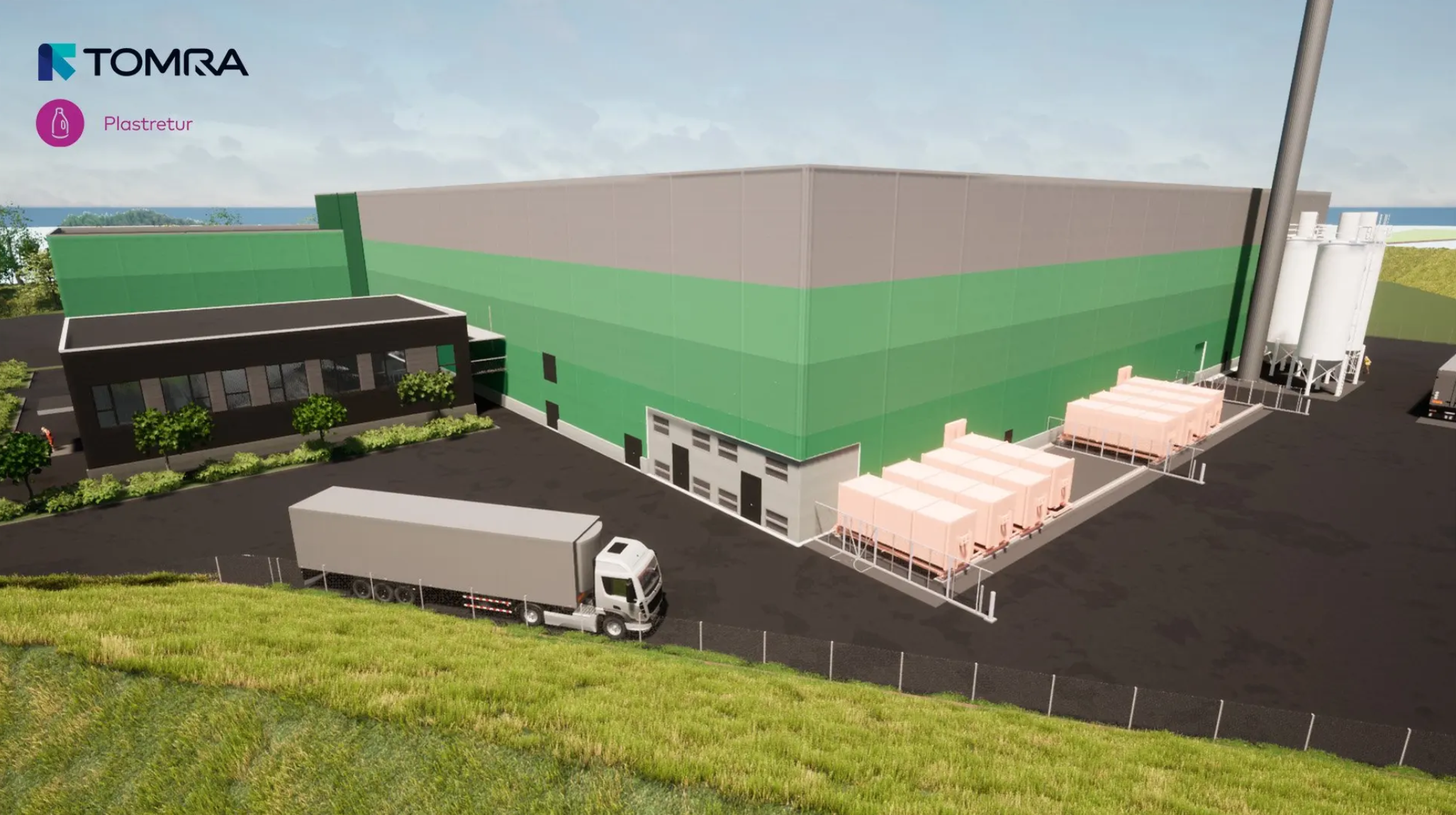 Rendering of the new TOMRA Plastretur joint venture plastic packaging sorting plant