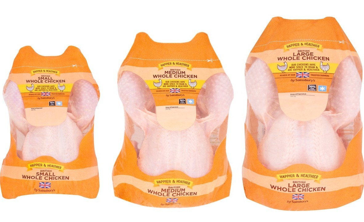 Sainsbury's whole chicken range goes trayless to reduce plastic waste