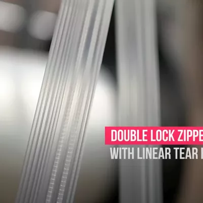Elplast double-lock zipper with linear tear feature