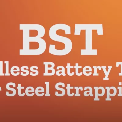Signode BST battery powered tool for sealless steel strapping