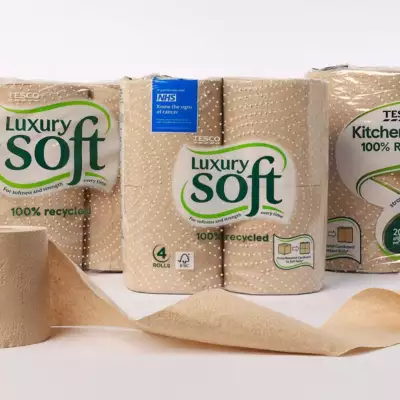 Tesco repurposes cardboard for toilet rolls and kitchen towels