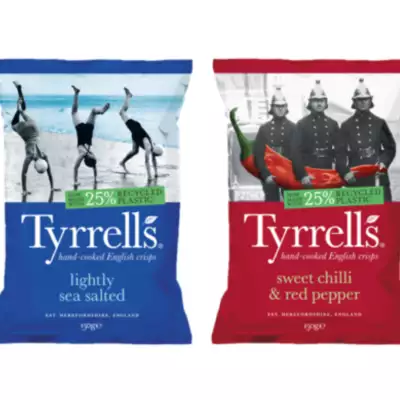 Tyrrells sharing bags now made with 25% recycled content