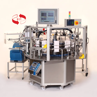 UET Compact 5 semi-automatic / automatic compact cartoning machine, tuck in cartons, hot melt cartons, Eurohanger / 5th flap cartons and combinations of formats