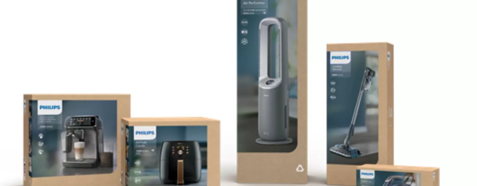 Philips embraces 100 recycled paper packaging for home appliances credit Versuni