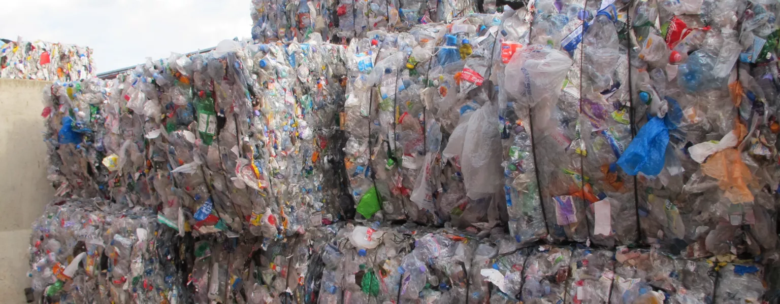Bales of plastic waste public domain