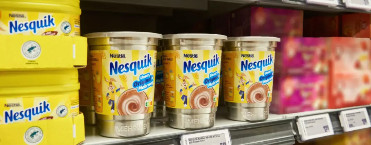 Nestlé trials reusable steel containers for Nesquick in Germany credit Nestlé Germany