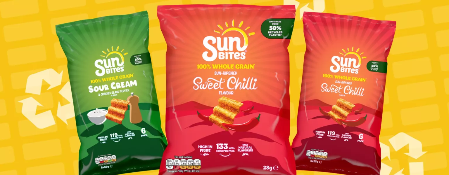 New recycled packaging for Walkers Sunbites range