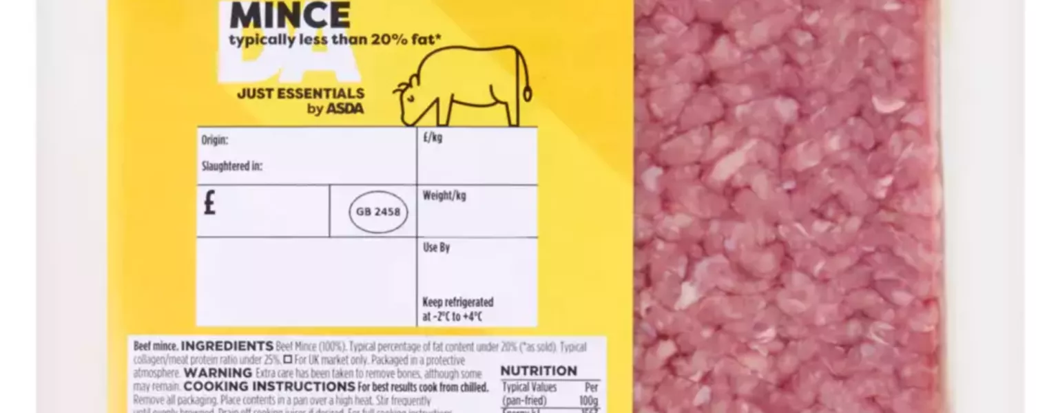 Asda unveils recyclable flexible plastic film for Just Essentials beef mince credit Asda