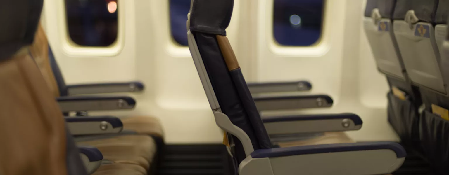 Empty seats on Southwest Airline plane public domain