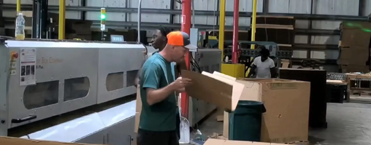 USA family owned cardboard box factory Aopack machine customer case