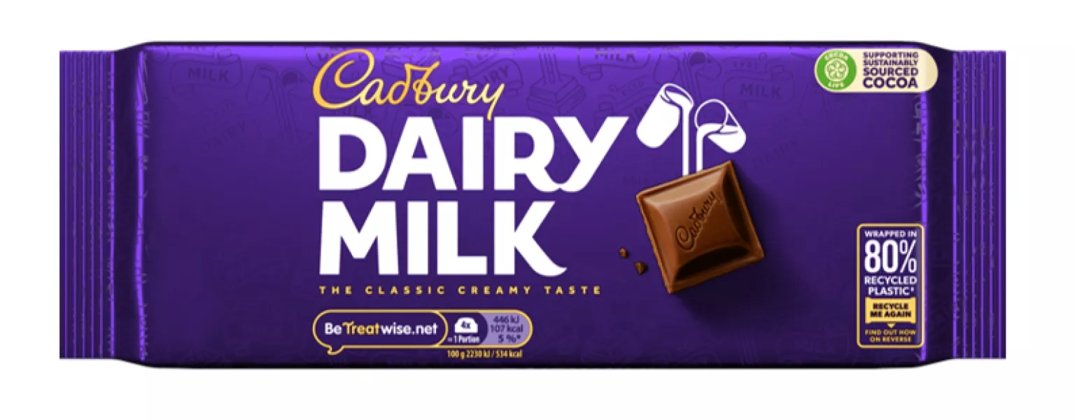 Cadbury UK sharing bars now wrapped in 80% recycled plastic
