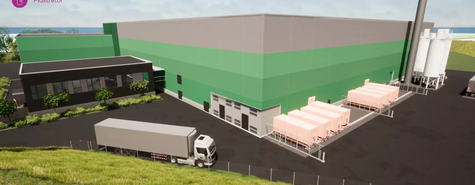 Rendering of the new TOMRA Plastretur joint venture plastic packaging sorting plant