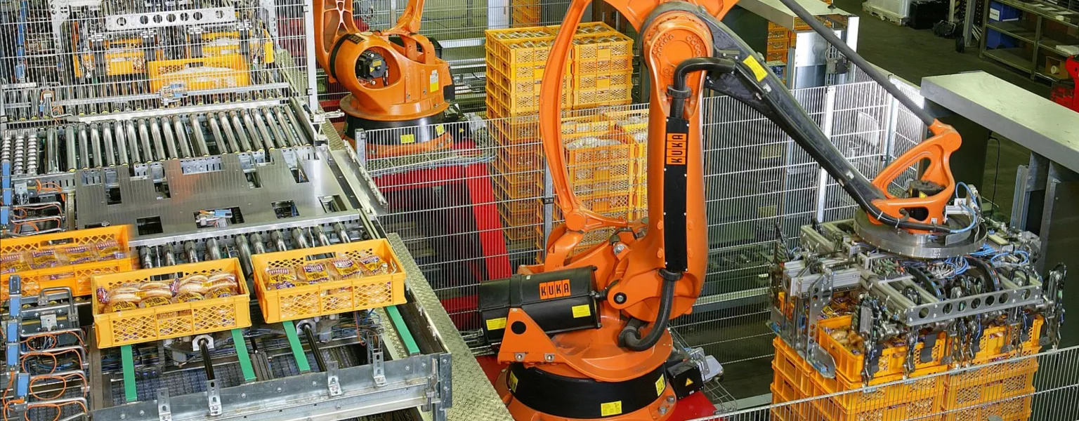 Robots used to palatize bread public domain KUKA Roboter Gmb H